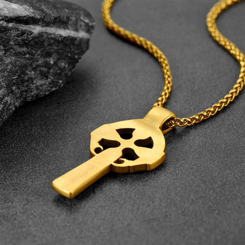 Irish Celtic Cross Necklace With Claddage for