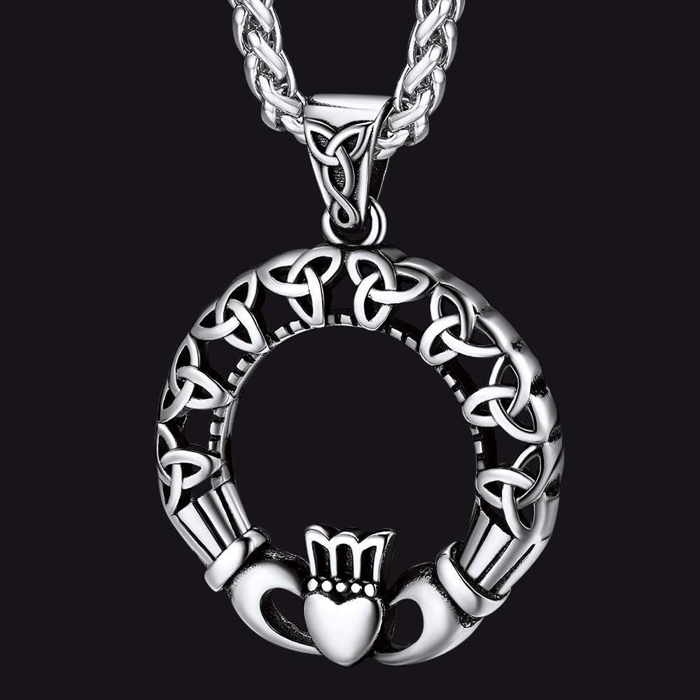 Claddage Circle Celtic Knot Pendant Necklace for /