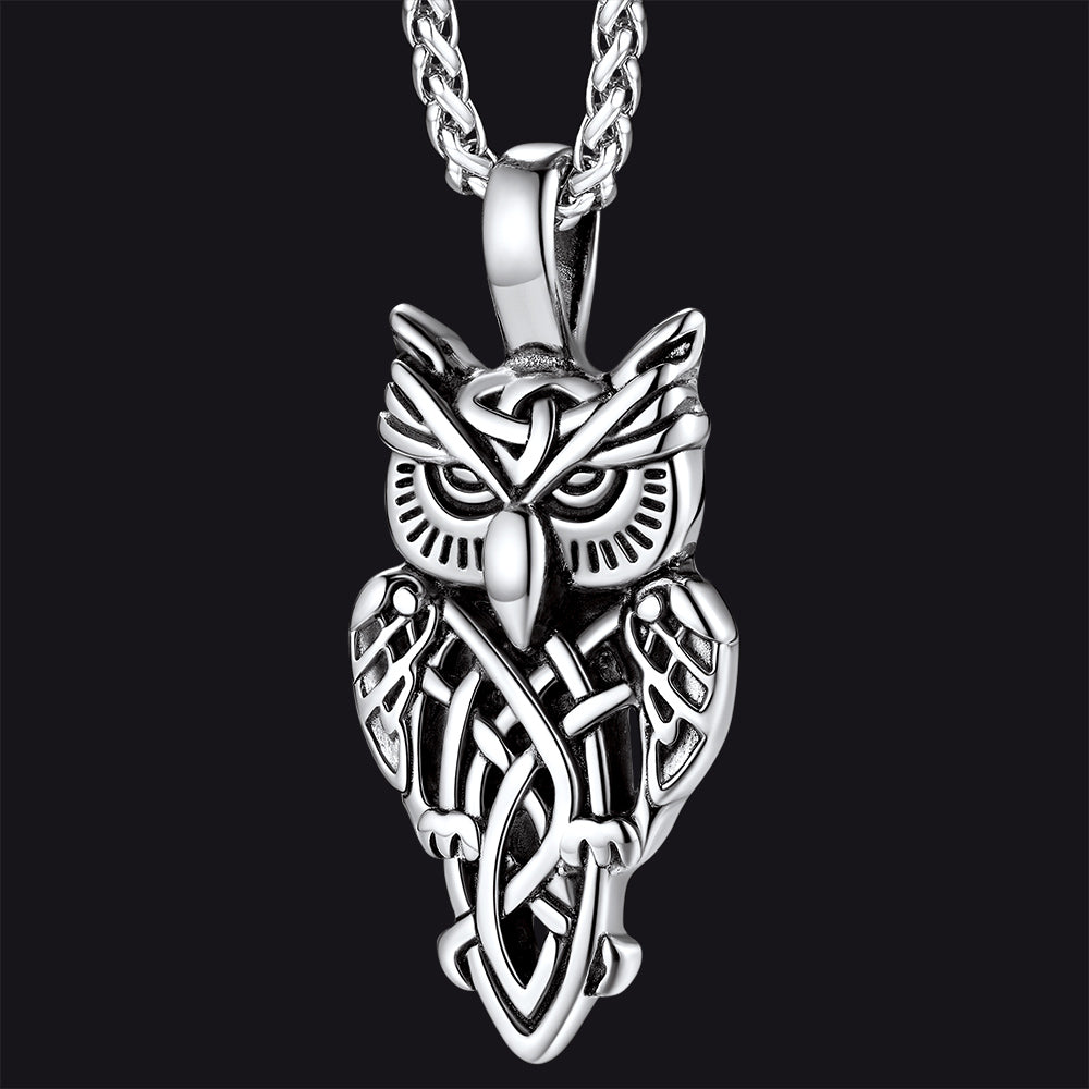 Celtic Owl Pendant Necklace Amulet Jewelry for