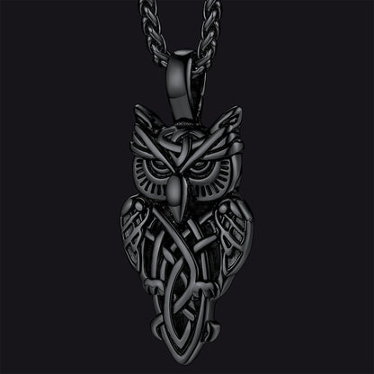 Celtic Owl Pendant Necklace Amulet Jewelry for