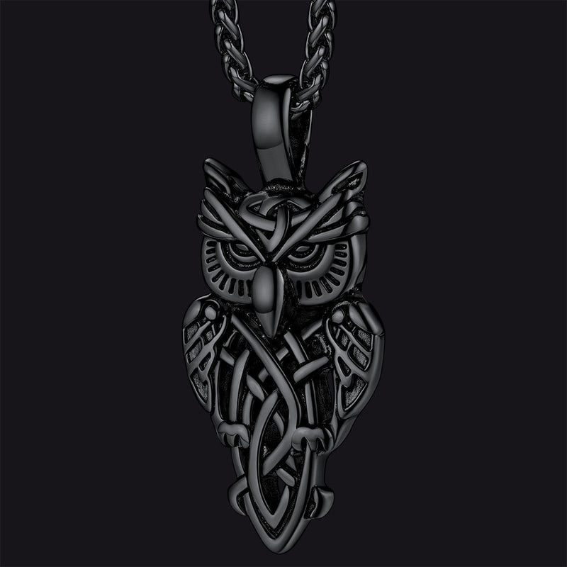Celtic Owl Pendant Necklace Amulet Jewelry for