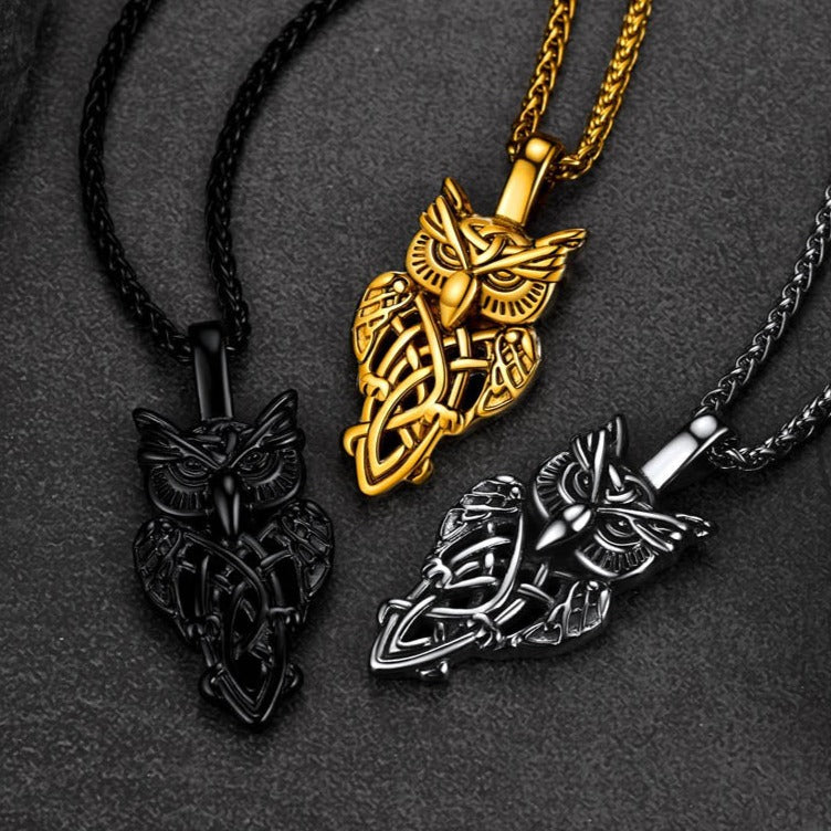 Celtic Owl Pendant Necklace Amulet Jewelry for