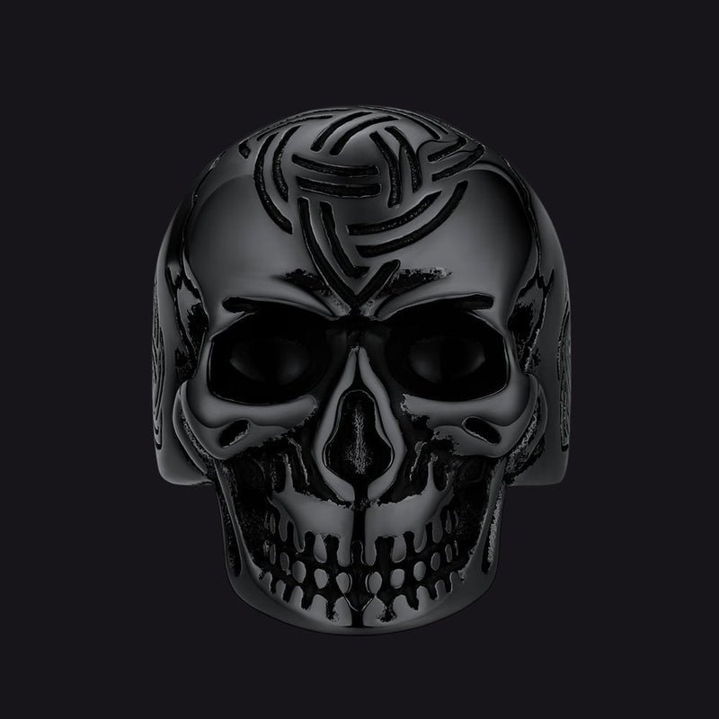 Gothic Skull Ring for With Viking Celtic Triquetra
