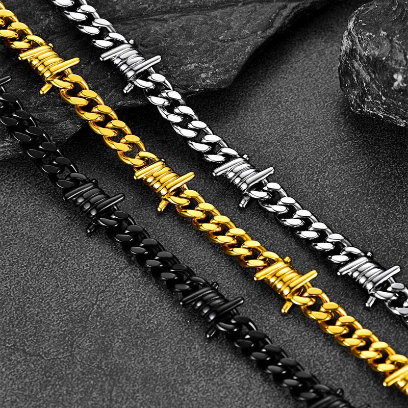 To My Barbed Wire Cuban Chain Choker Necklace Gift for Him