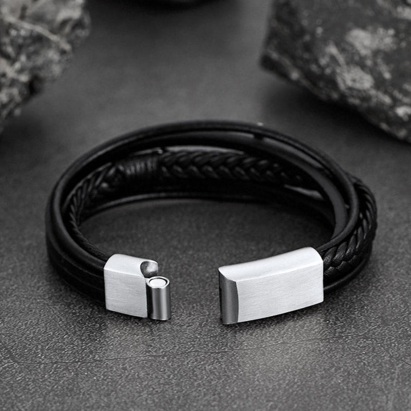 Christian Cross Multi-layer Braided Leather Bracelet for