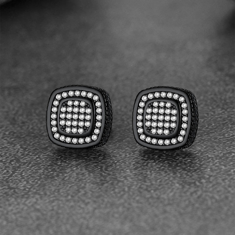 Sterling Silver Cushion Cut Diamond Stud Earrings for