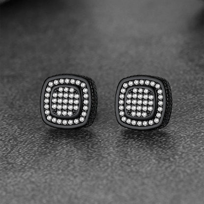 Sterling Silver Cushion Cut Diamond Stud Earrings for