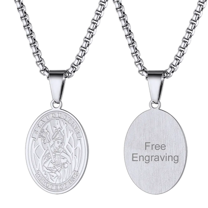 Engraved Saint Augustine Necklace Catholic Medal Necklace