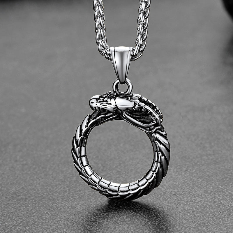 Dragon Circle Pendant Necklace for