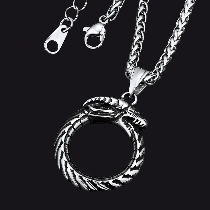 Dragon Circle Pendant Necklace for
