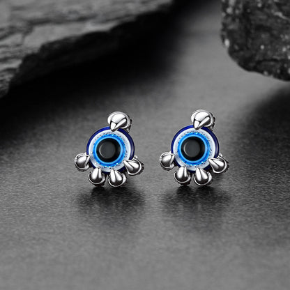Sterling Silver Dragon Claw Evil Eye Stud Earrings for