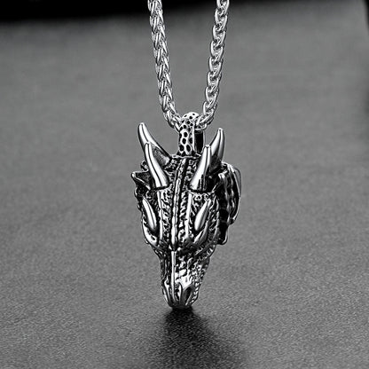 Punk Dragon Head Pendant Necklace for