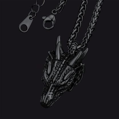 Punk Dragon Head Pendant Necklace for