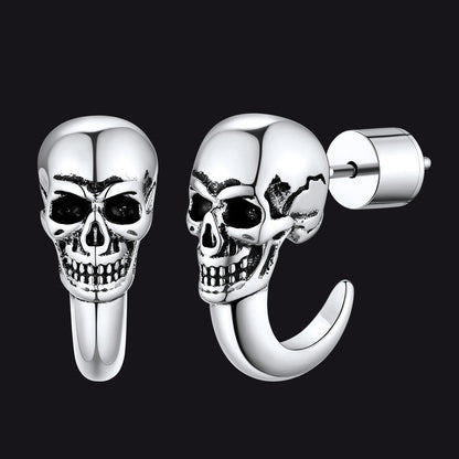 Gothic Skull Huggie Half-circle Stud Earrings Jewelry for