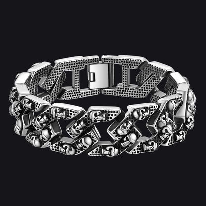 Gothic Chunky Skull Chain Bracelet Stainless Steel for