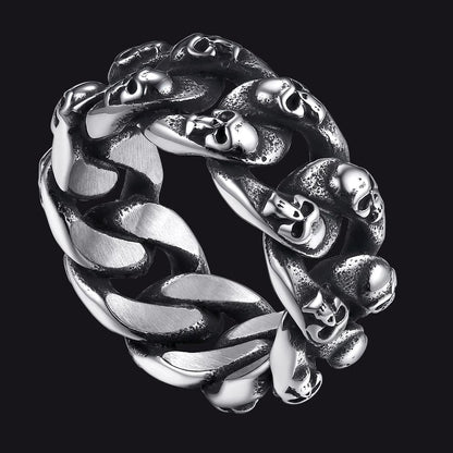 Gothic Chunky Chain Skull Ring for 10mm