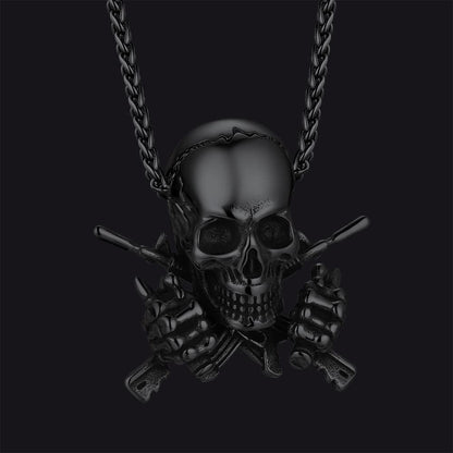 Gothic Soldier Skull Pendant Necklace for