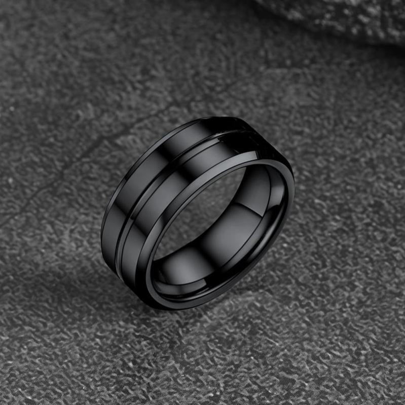 Grooved Tungsten Carbide Wedding Band Ring for 8mm