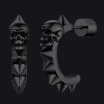 Half-circle Skull Rivet Huggie Stud Earrings for