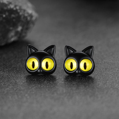 Black Cat Stud Earring for Halloween Gift