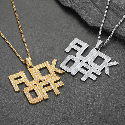 Faithheart F*ck Off Hip Hop Letter Pendant Necklace for