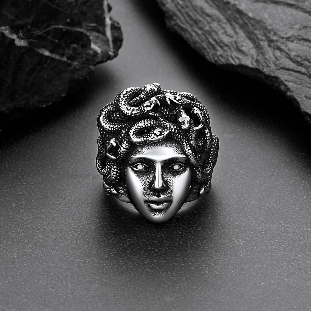 Mythology Medusa Snake Stainless Steel Ring for