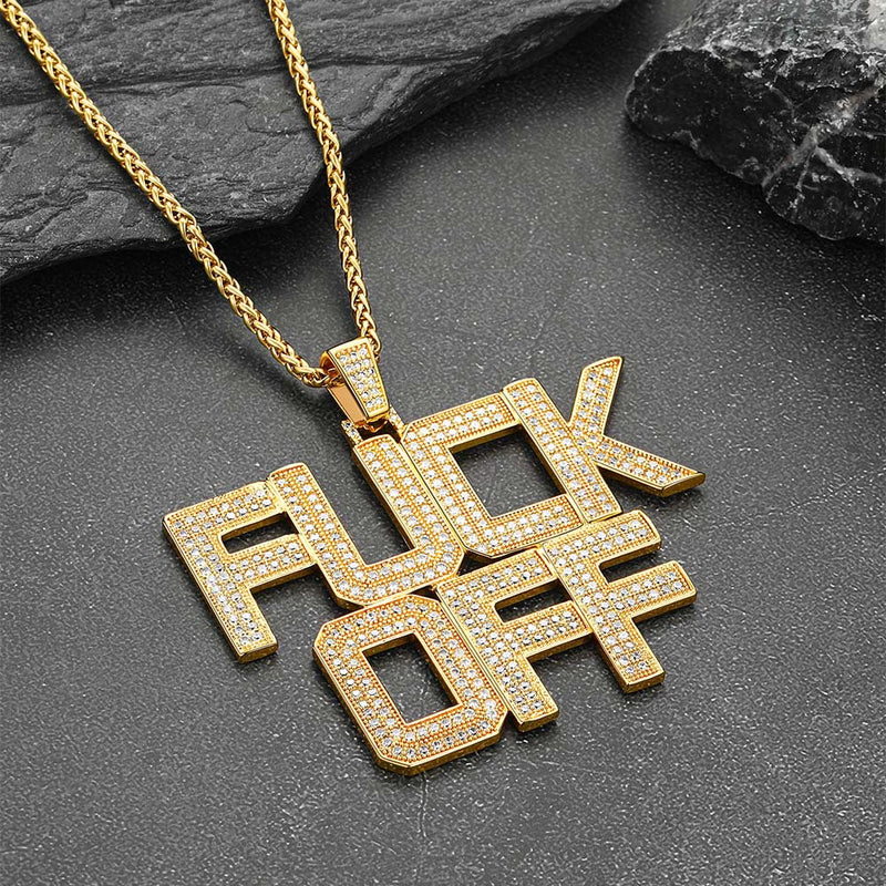 Faithheart F*ck Off Hip Hop Letter Pendant Necklace for