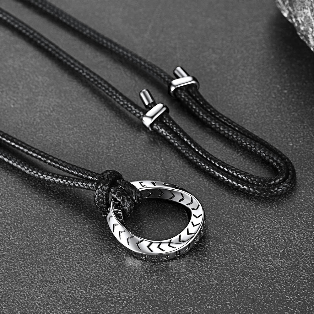 Viking Mobius Circle Leather Necklace Adjustable Leather Chain for