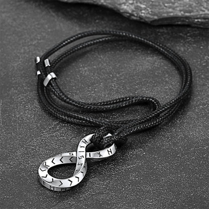 Viking Mobius Infinity Necklace Adjustable Leather Chain for