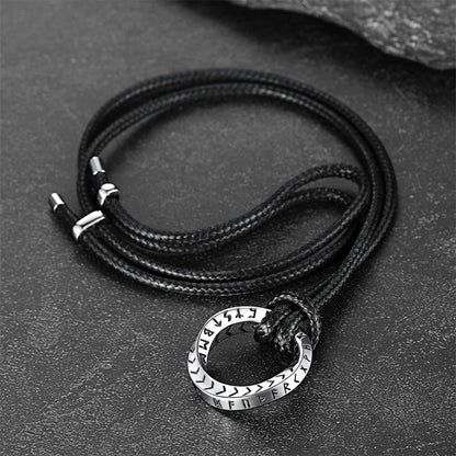 Viking Mobius Circle Leather Necklace Adjustable Leather Chain for