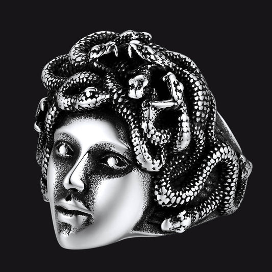 Mythology Medusa Snake Stainless Steel Ring for