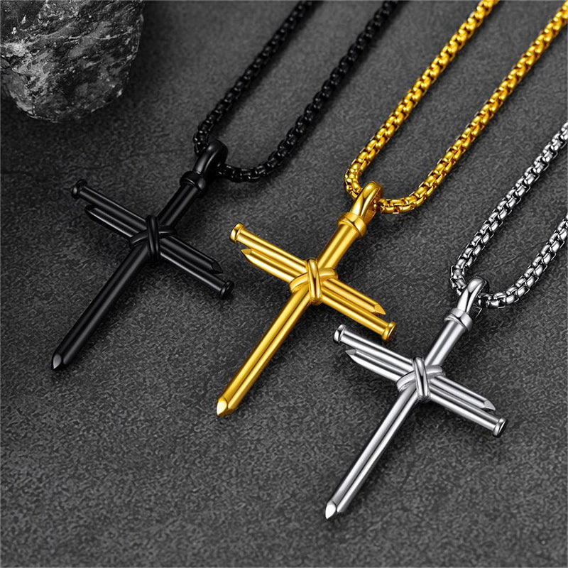 Christian Nail Cross Pendant Necklace for