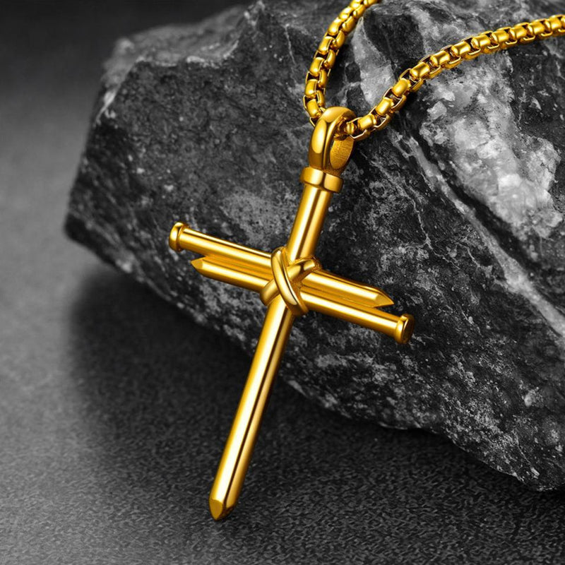 Christian Black Enamel Cross Necklace for