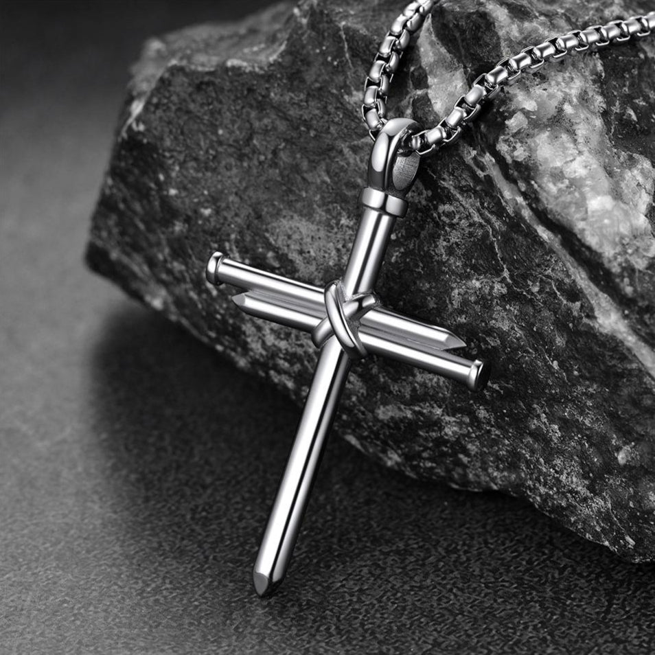 Christian Nail Cross Pendant Necklace for