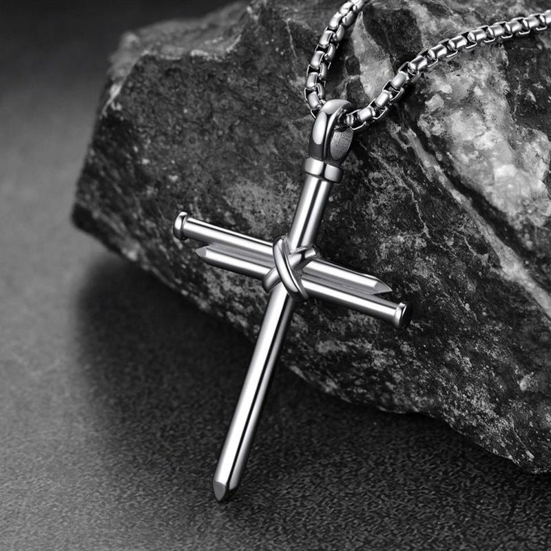 Christian Black Enamel Cross Necklace for