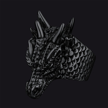 Punk Dragon Head Stainless Steel Ring for