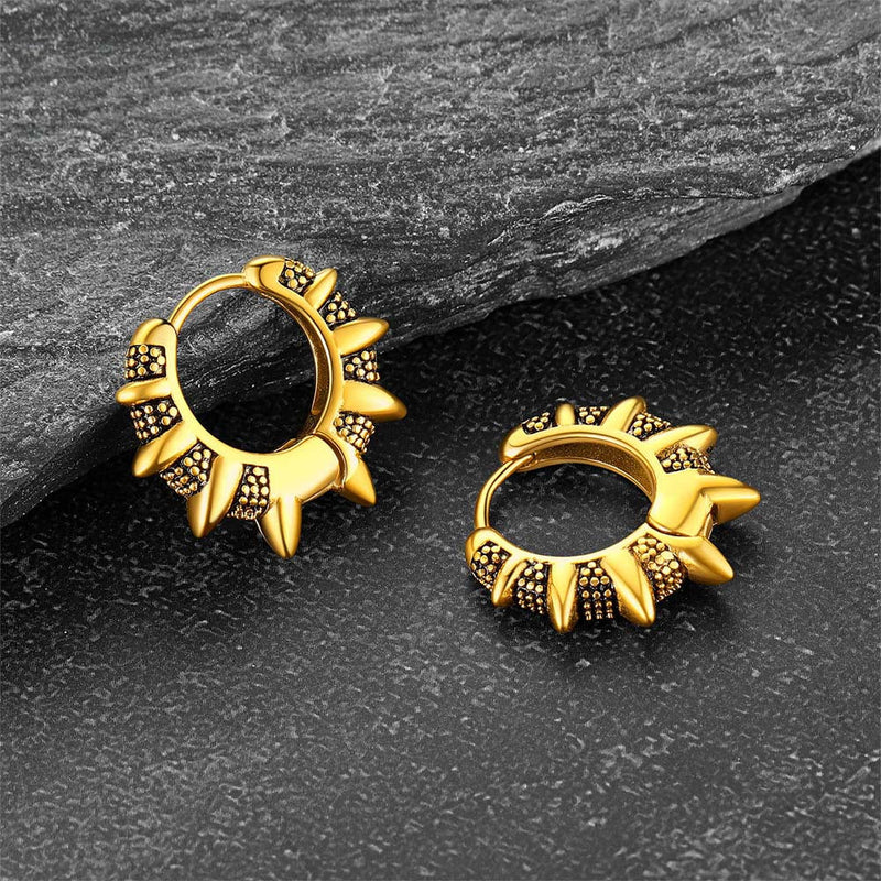 Punk Spikes and Rivets Huggie Hoop Earrings Piercing for