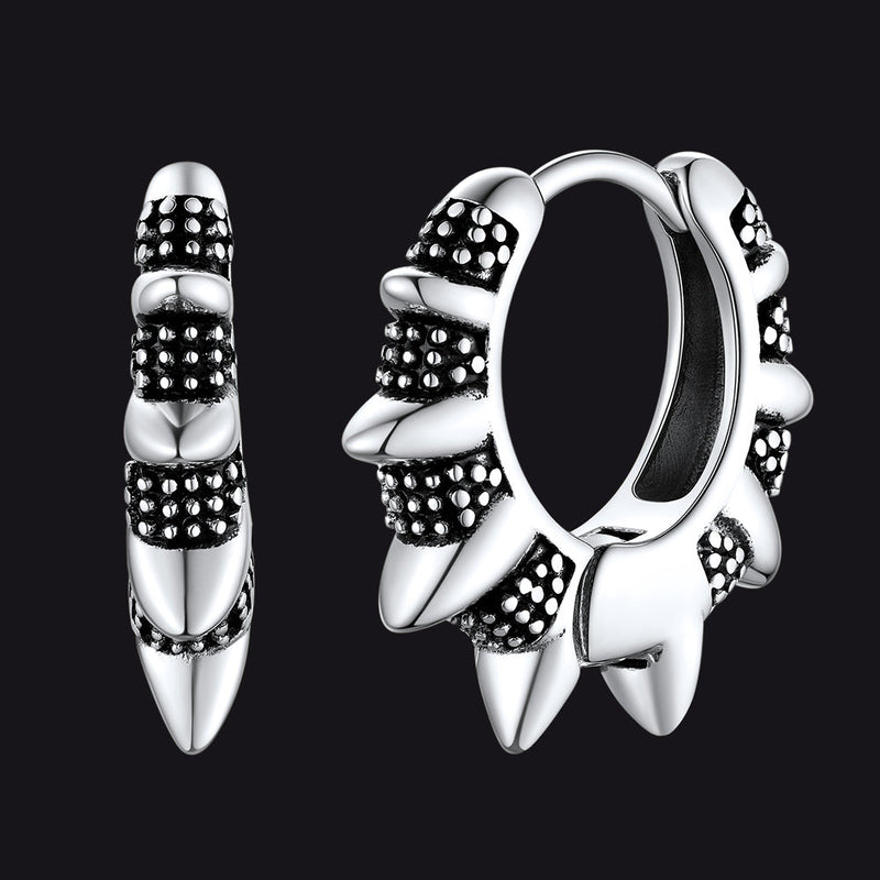 Punk Spikes and Rivets Huggie Hoop Earrings Piercing for