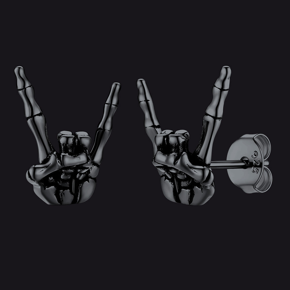 Skeleton Hand Stud Earrings for – 925 Sterling Silver Gothic Earrings