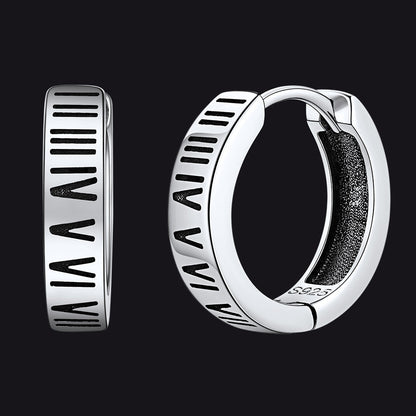 Roman Numerals Hoop Huggie Earrings for