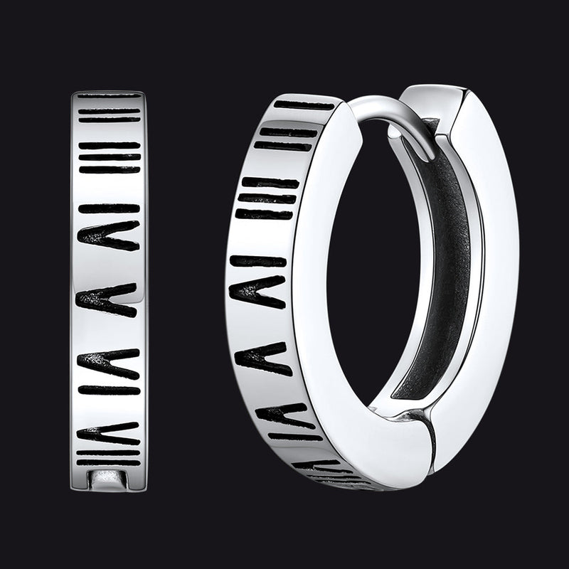 Roman Numerals Hoop Huggie Earrings for