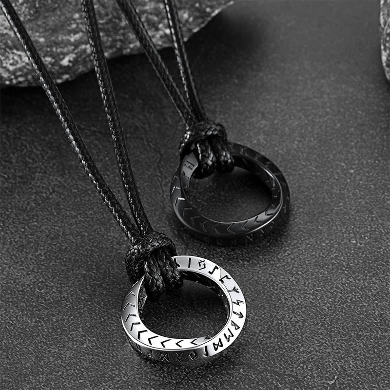 Viking Mobius Circle Leather Necklace Adjustable Leather Chain for
