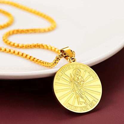 Religious Saint Jude Medal Necklace for