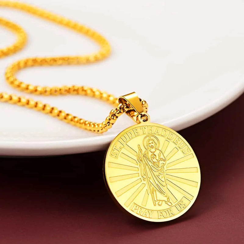 Religious Saint Jude Medal Necklace for