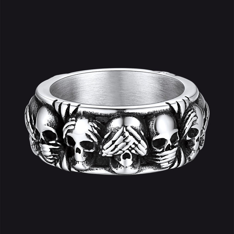 See No Evil, Hear No Evil, Speak No Evil Skulls Ring for