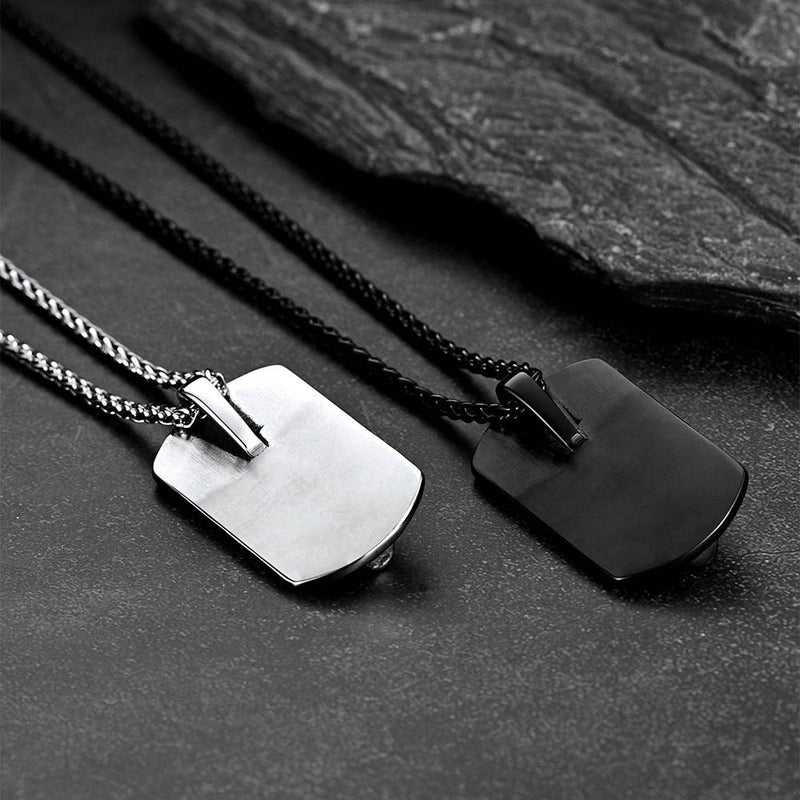 See No Evil, Hear No Evil, Speak No Evil Skulls Dog Tag Necklace for