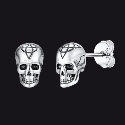 Celtic Triquetra Skull Stud Earrings for