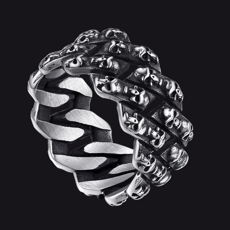 Stainless Steel Skull Chain Ring for