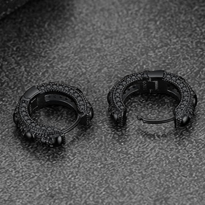 Cubic Zirconia Skull Huggie Hoop Earrings for