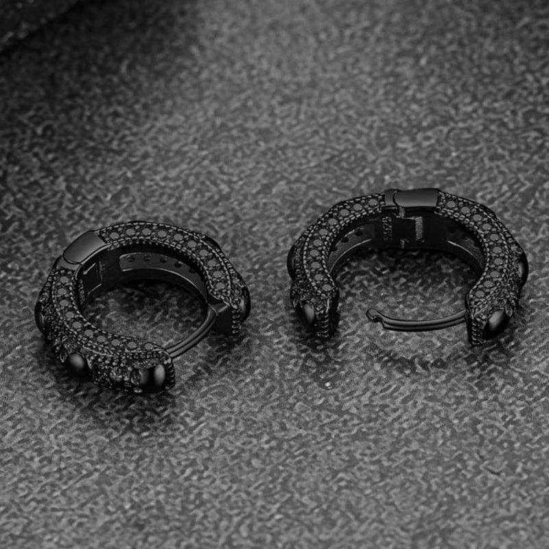 Cubic Zirconia Skull Huggie Hoop Earrings for